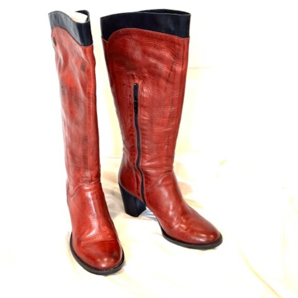 Red and Black Leather Boots - Picture 1 of 6
